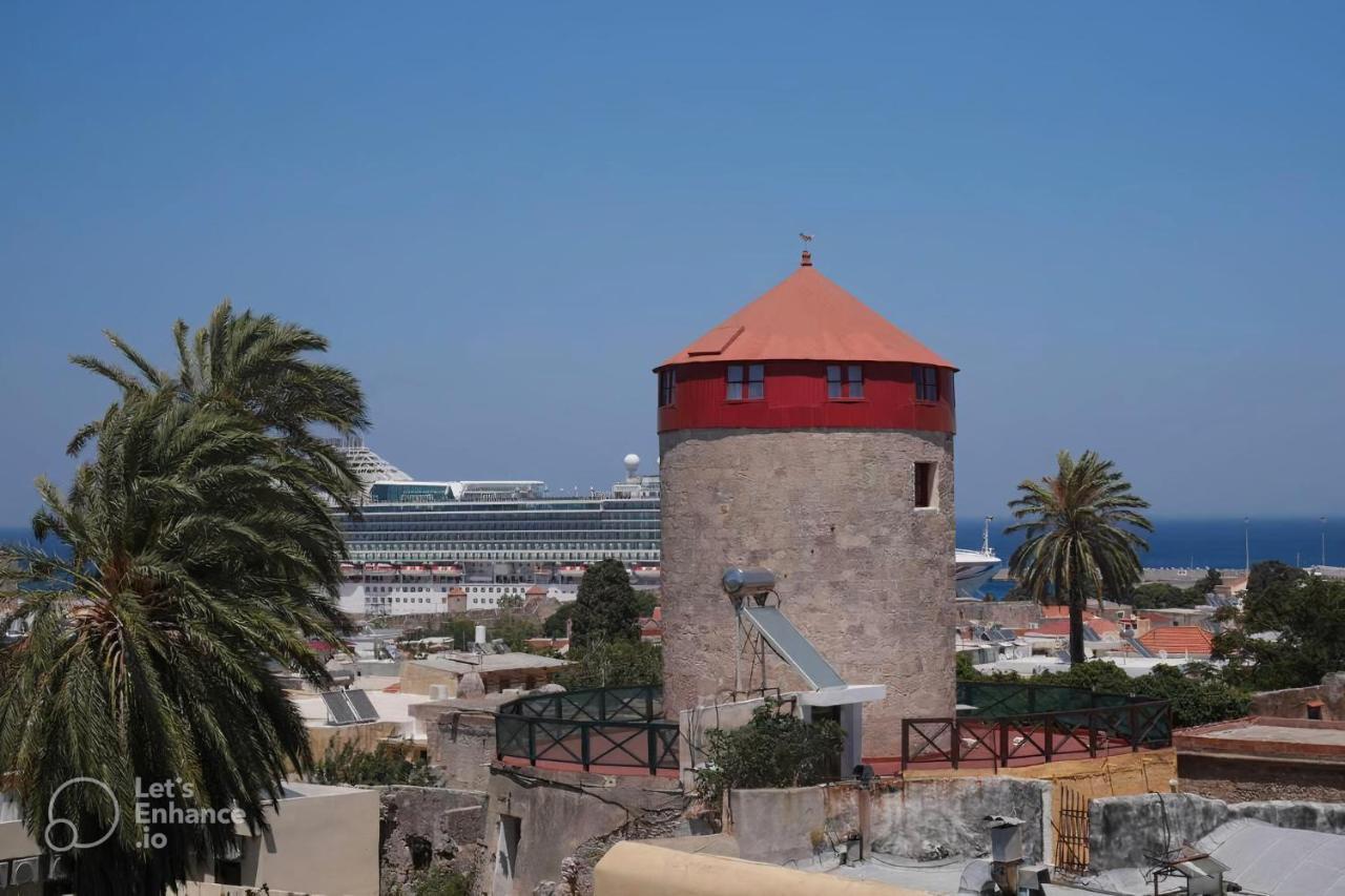 A Medieval Windmill Tower With Magnificent View Rhodes City Dış mekan fotoğraf